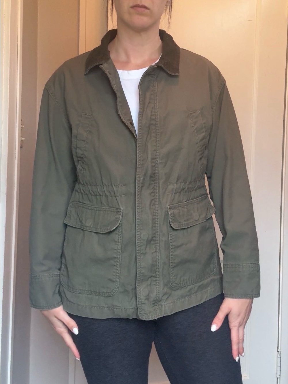 Universal Thread Olive Green Chore Jacket with Contrast Collar